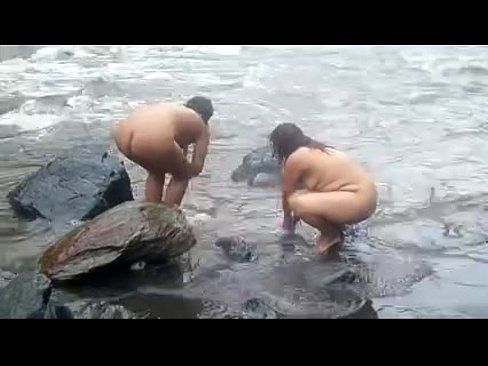 Hot women bathing nude