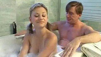 Dad daughter bath