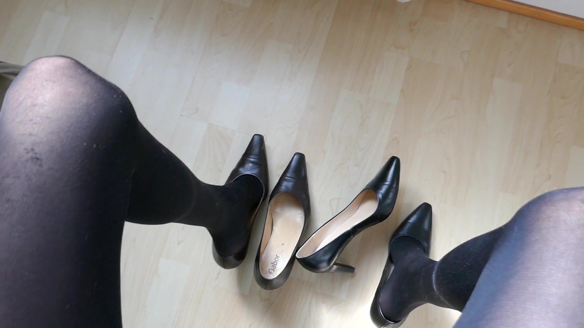 Blue L. reccomend dangling stiletto black high heels