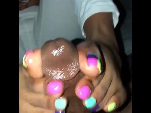 best of Ebony sexy footjob colorful toes