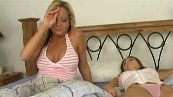 Lesbian cougar touches sleeping girl