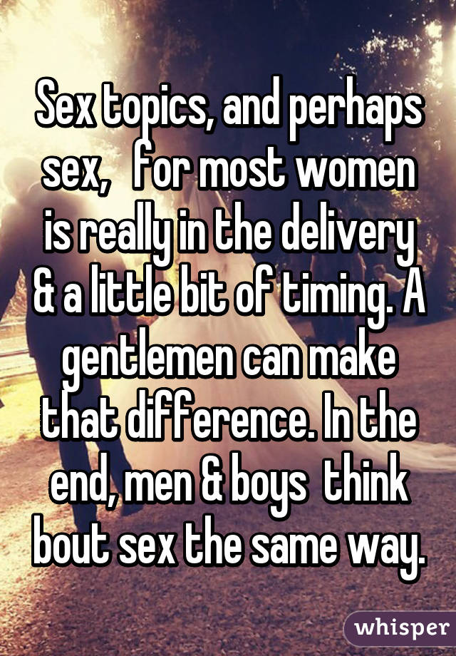 Sex topics what women are thinking