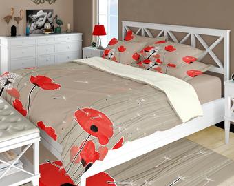 Asian poppy bedding