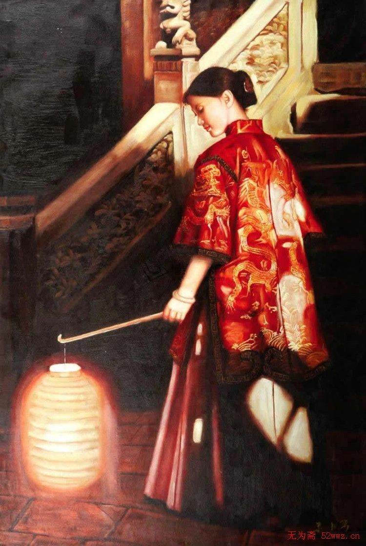 Vet reccomend Asian painting woman with lantern