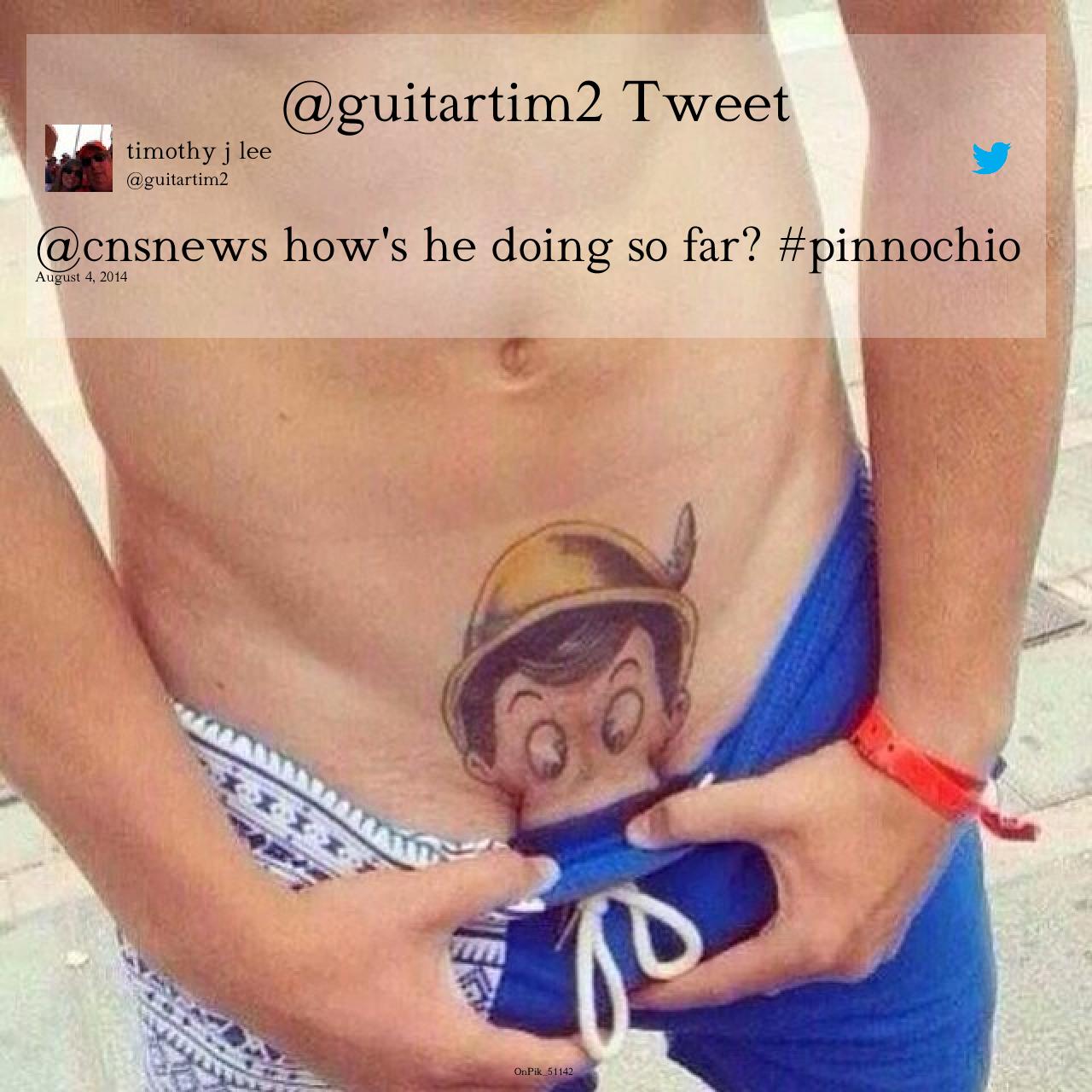 The T. reccomend Pinocchio tattoo on penis