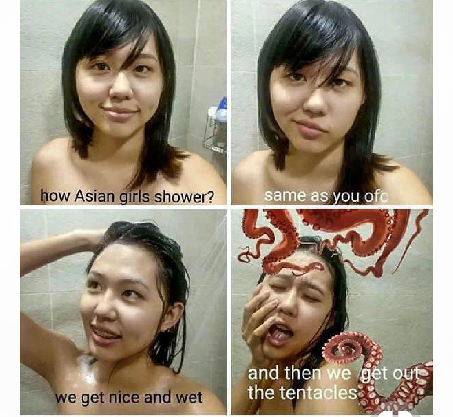 Asian girl shows all after shower