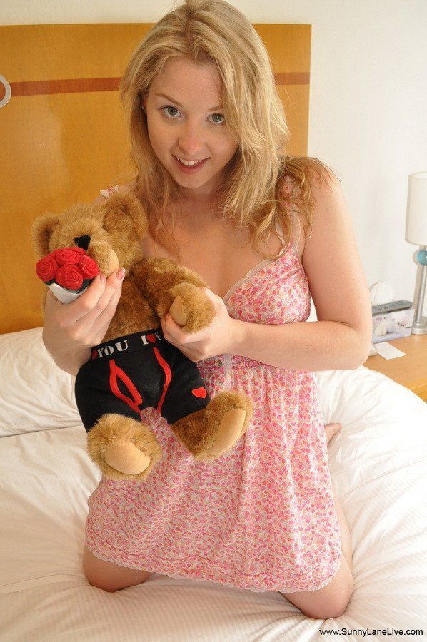Pornstar with teddy bear