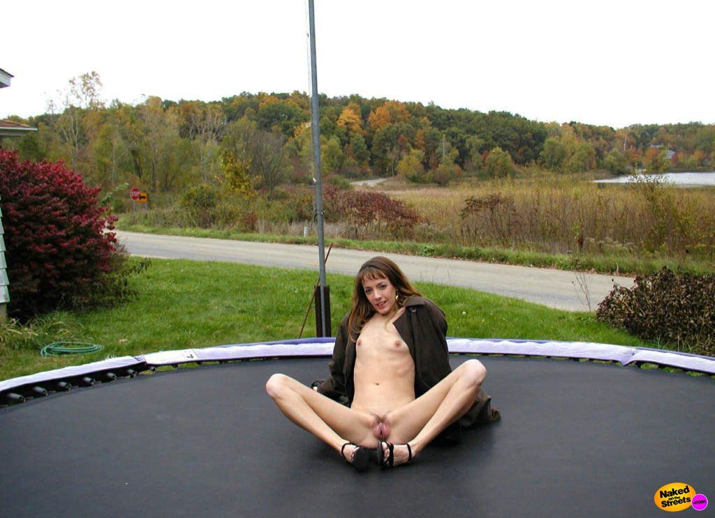 Teen on trampoline nude