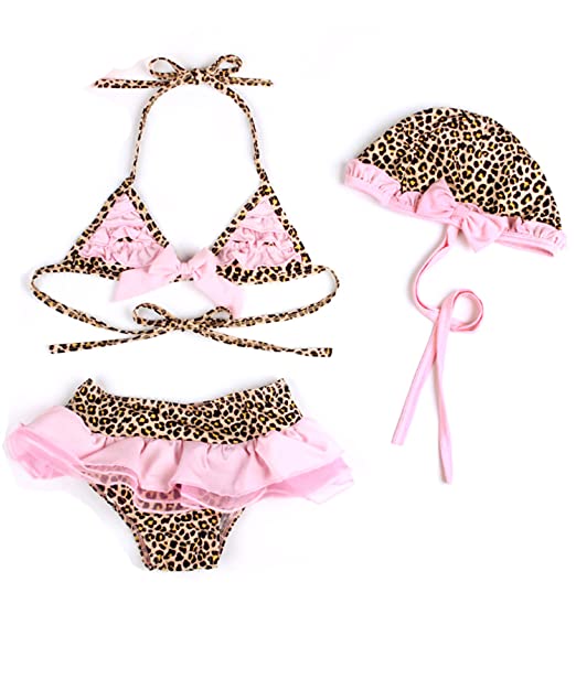 Brown pink leppord bikini