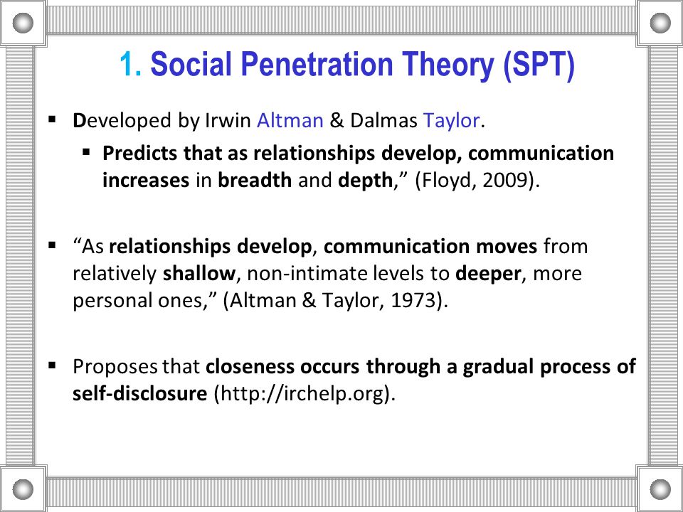 Rapunzel reccomend Dalmas taylor social penetration theory
