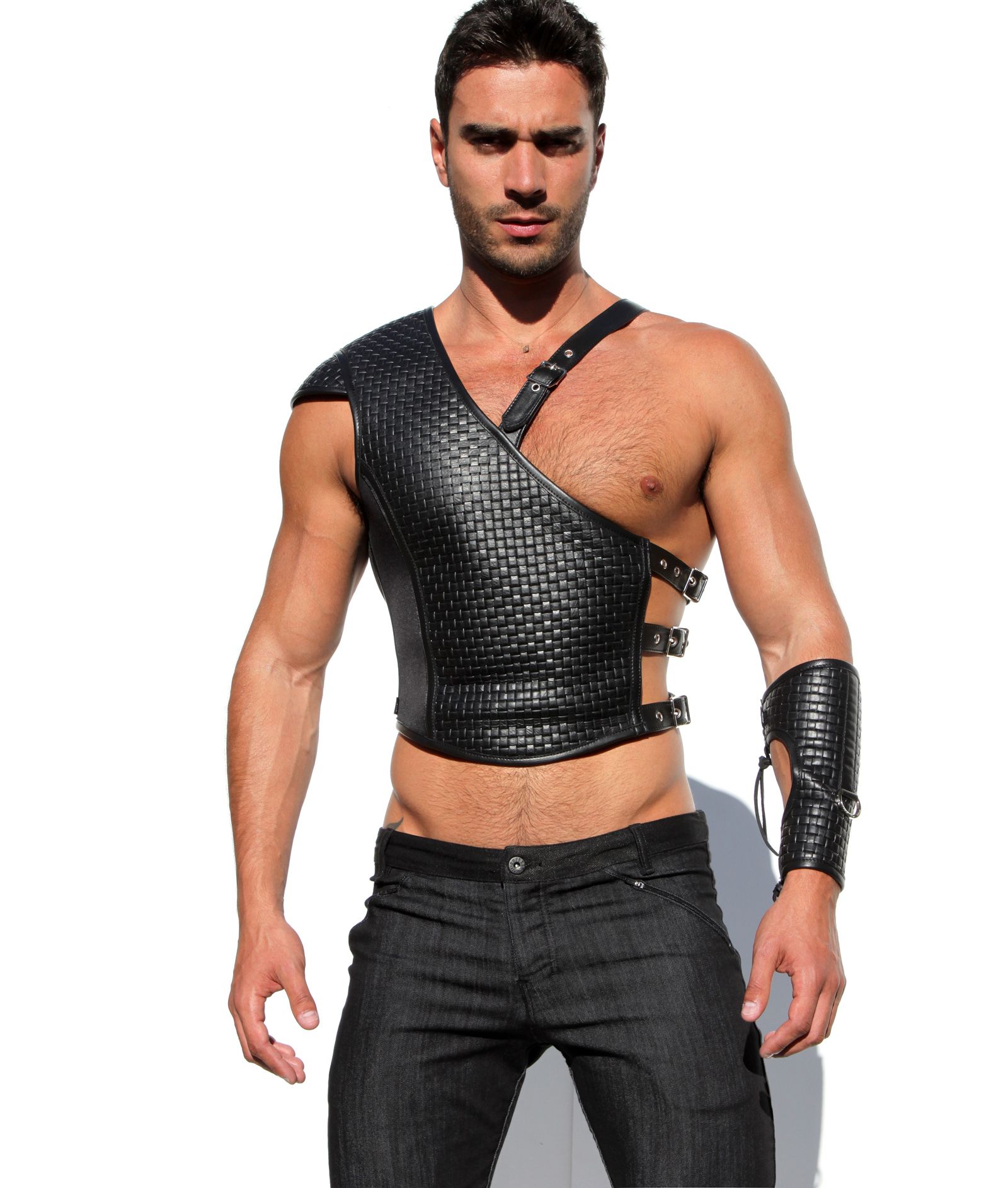 Leather fetish clothing man