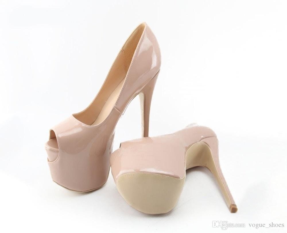 Nude patent leather heel