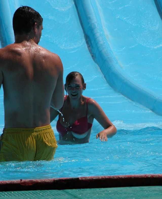 Water park boob slips