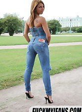Women in tight jeans